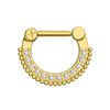316L Surgical Steel With Gold PVD Single Line Micro Paved Septum Clicker Ring