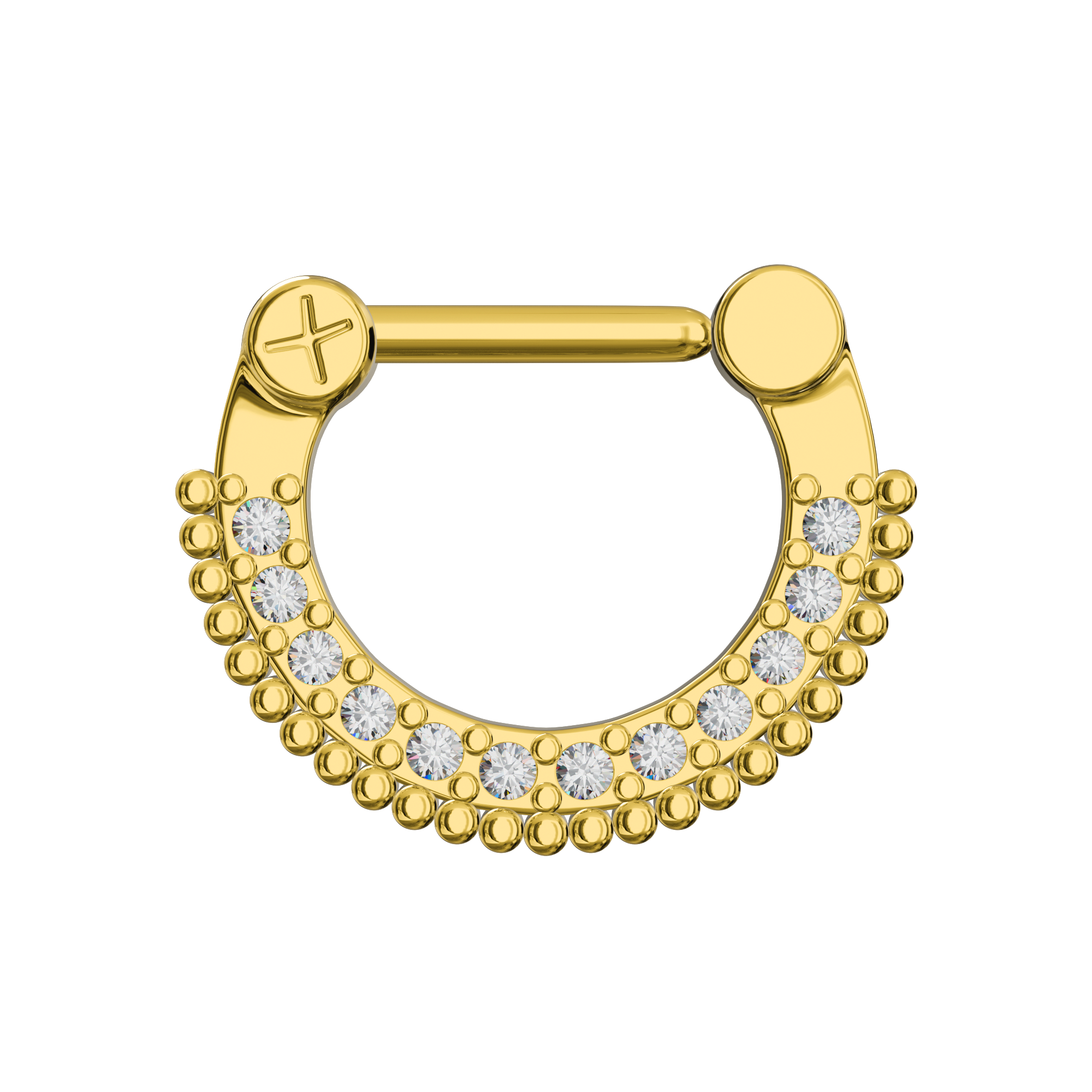 Gold PVD Single Line Micro Paved Septum Clicker Ring - Monster Piercing