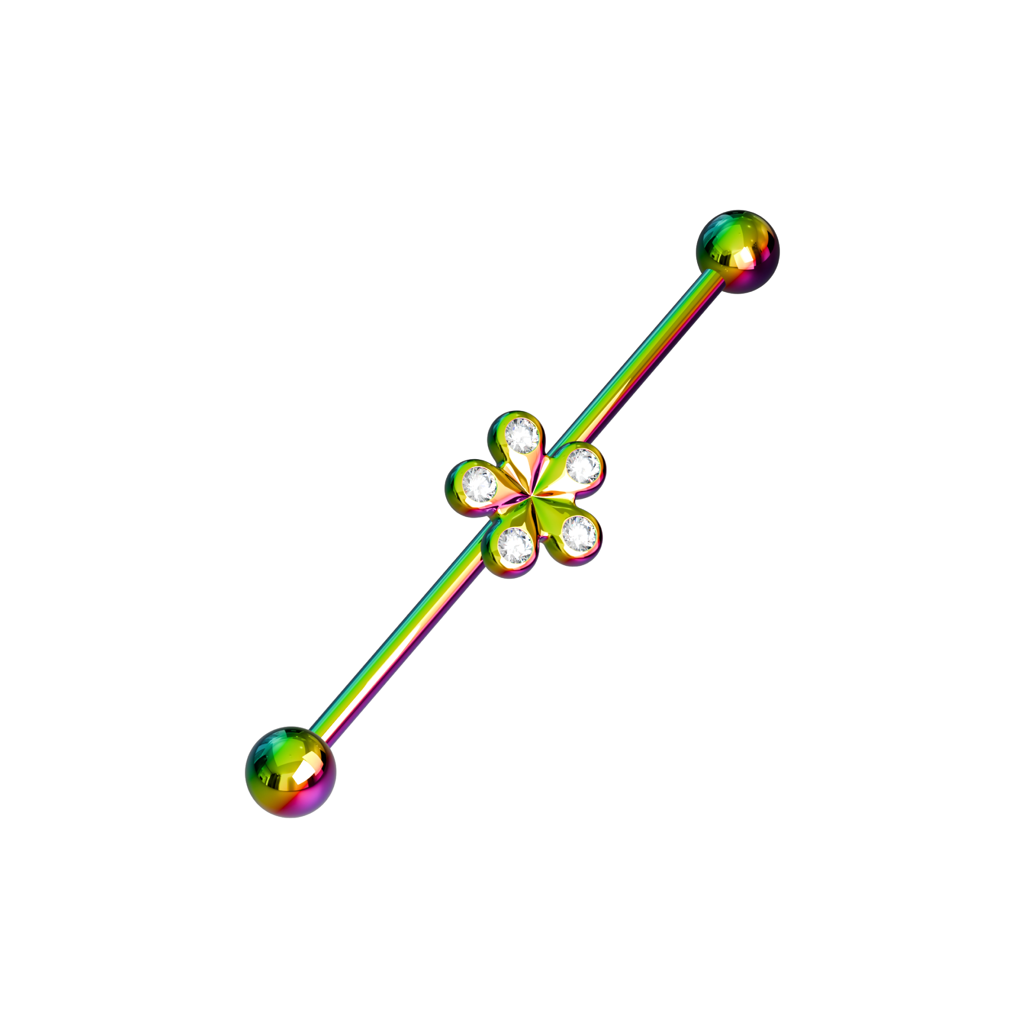 Anodised 316L Surgical Steel CZ Studded Daisy Industrial Barbell - Monster Piercing