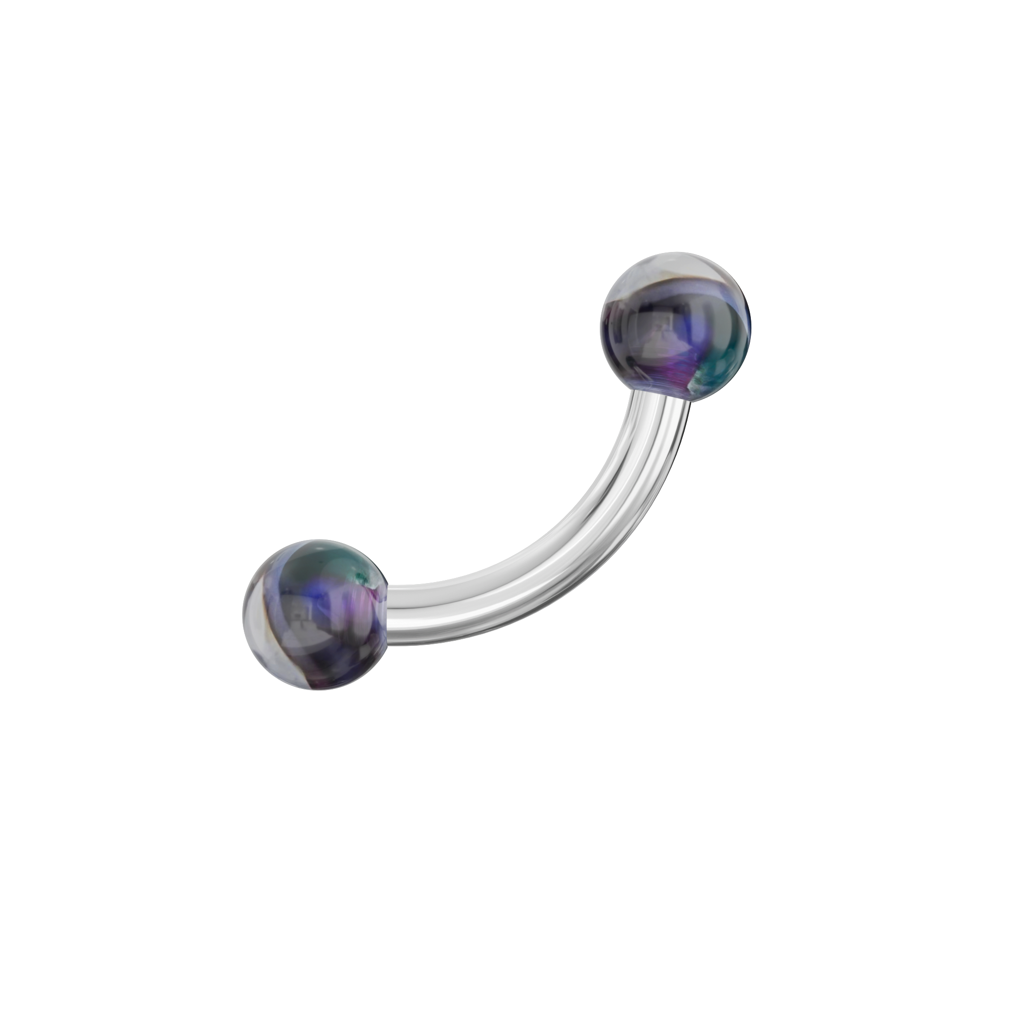 316L Surgical Steel Curved Bar with Trippy Marble UV Ball (Pack of 10) - Monster Piercing