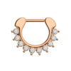316L Surgical Steel With Rose Gold PVD Single Line 9 CZ's Pronged Septum Clicker Ring