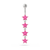 925 Sterling Silver Jewel Four Continuous Star Dangling Belly Ring