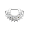 316L Surgical Steel Tribal Dots & Sparkling Round Cubic Zirconia Septum Clicker Ring