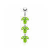 925 Sterling Silver Fancy Multi Stone Jewelled Leaf Dangling Navel Ring