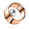 316L Surgical Steel Rose Gold Bezel Set Stone Internally Threaded Tunnel