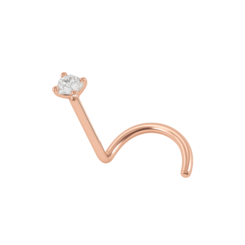 14K Gold Cubic Zirconia Set Nose Screw - Monster Piercing