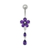 925 Sterling Silver Fancy Jewelled Flower With SS Bar Navel Ring