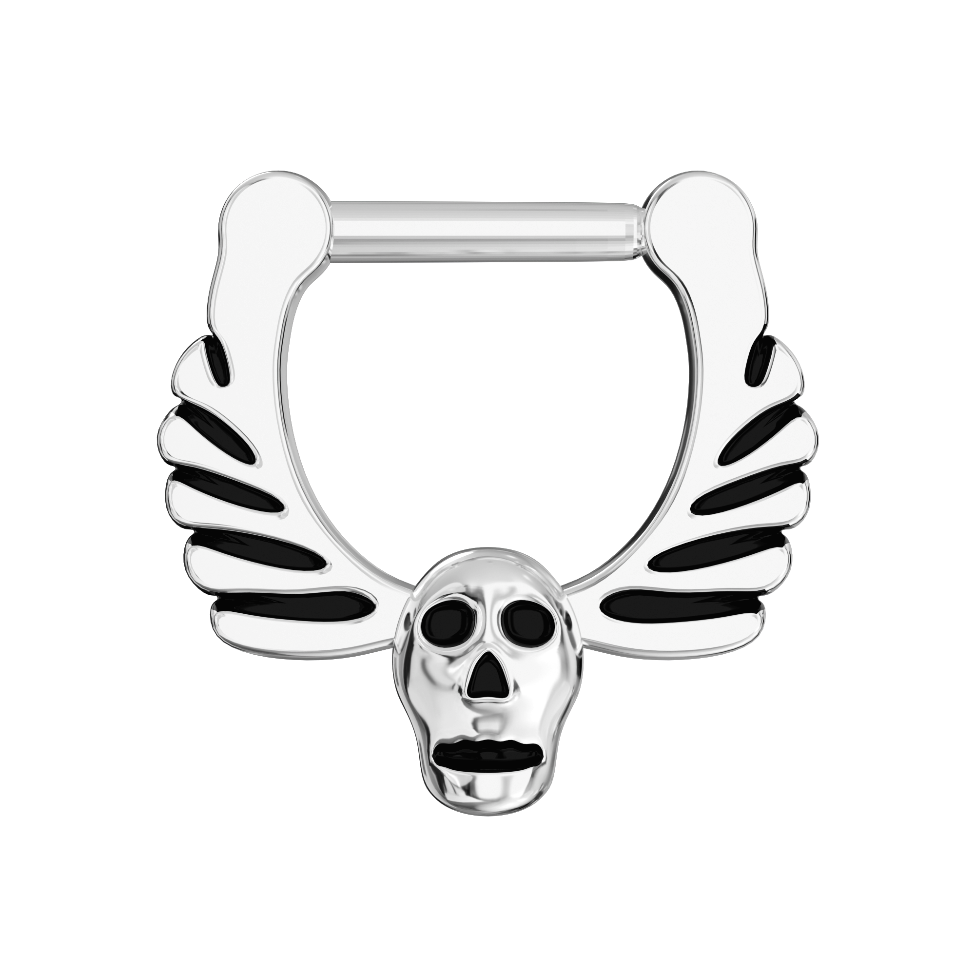 316L Surgical Steel Skull & Angel Wings Septum Clicker - Monster Piercing