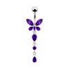 925 Sterling Silver Butterfly Dangling  Belly Ring