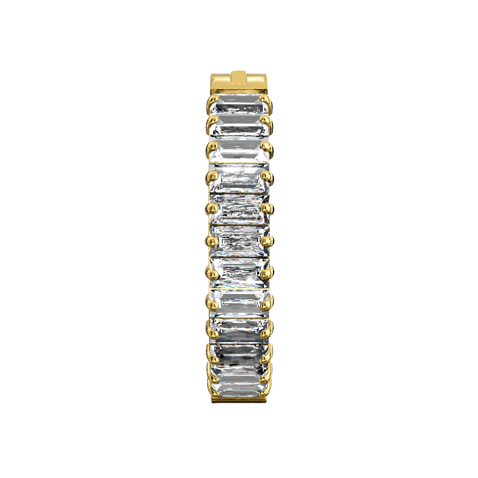 G23 Titanium Vertical Baguette CZ Crystal Lined Reverse Curved Belly Button Ring - Monster Piercing