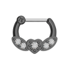 316L Surgical Steel With Black PVD Micro Paved CZ Heart Septum Clicker Ring