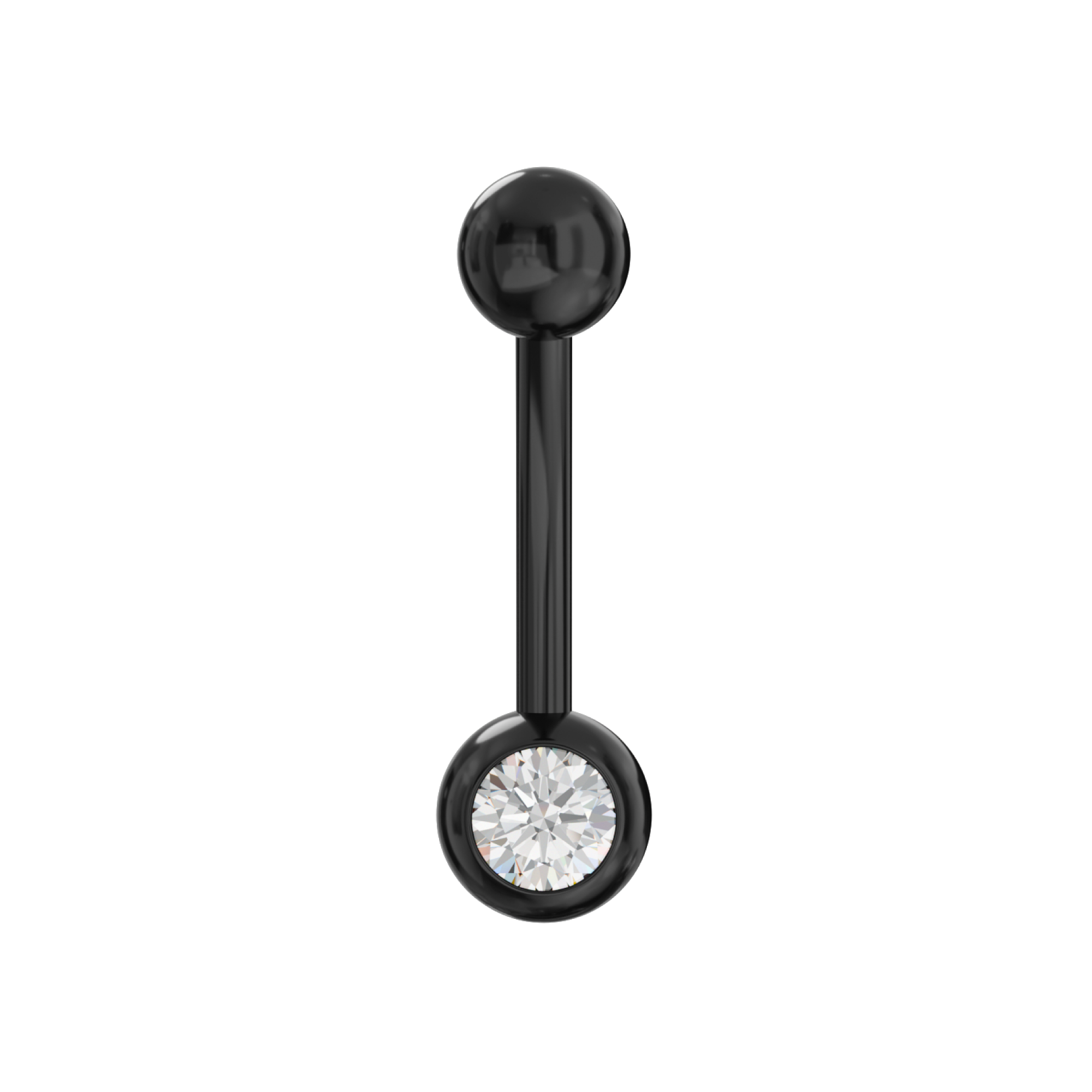 316L Surgical Steel Black Cubic Zirconia Studded Belly Ring - Monster Piercing