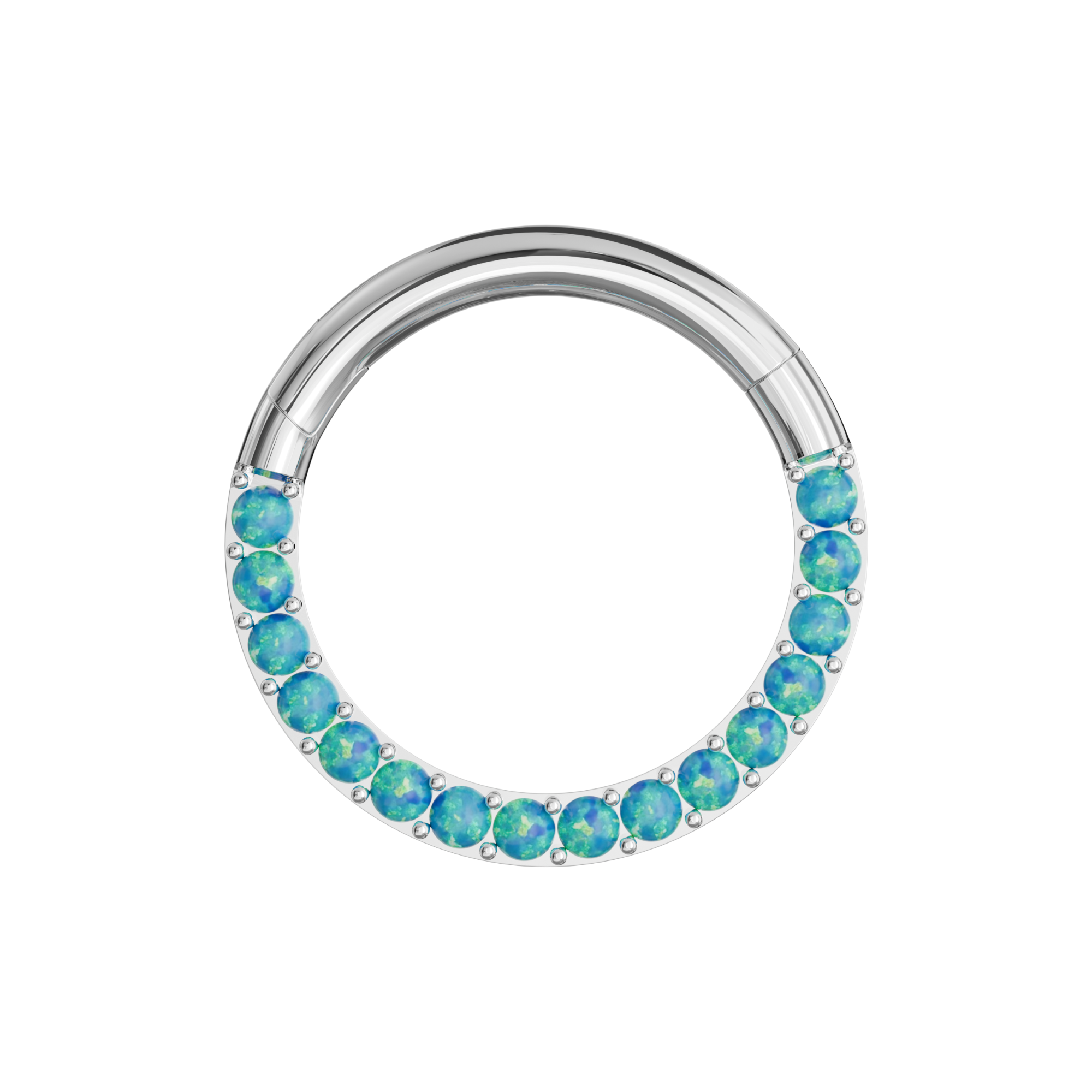 316L Surgical Steel Opal Studded Hinged Clicker Segment Ring - Monster Piercing