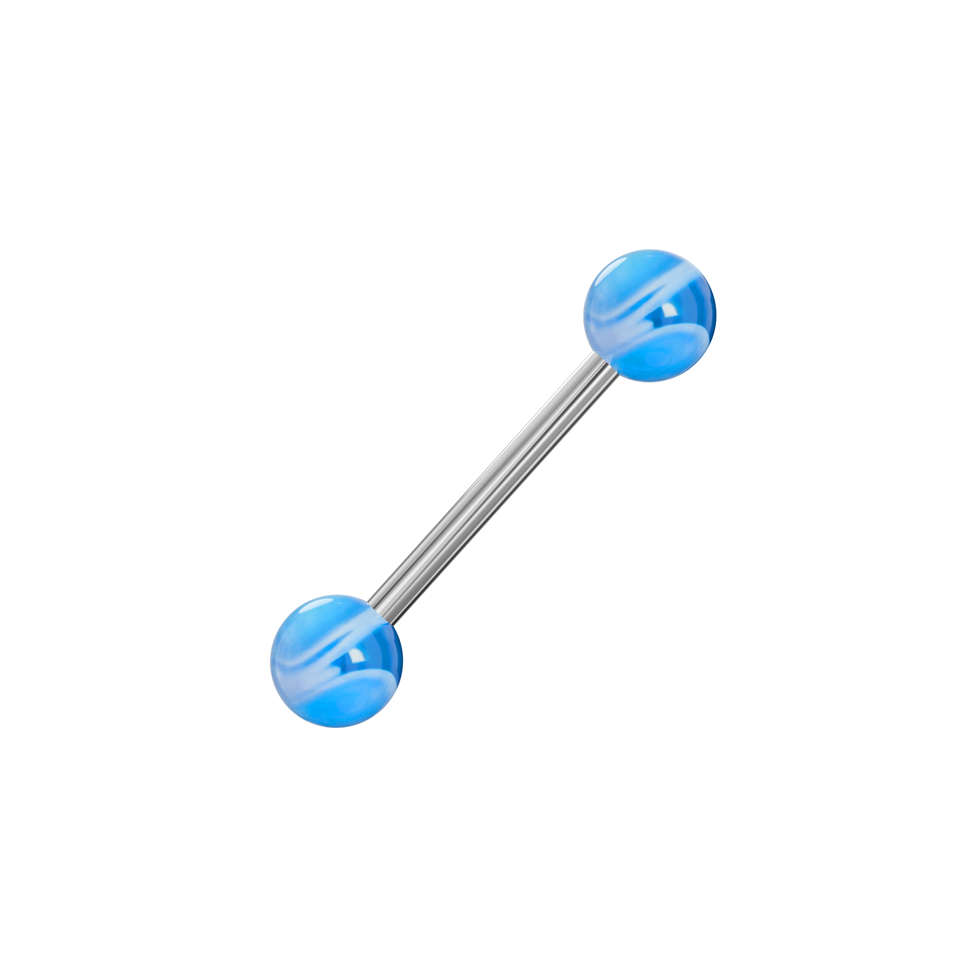 Steel Tongue Barbell with Neon Marble UV Balls (Pack of 10) - Monster Piercing