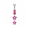 925 Sterling Silver Moving Jewelled Flower Design Navel Ring