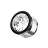 316L Surgical Steel CZ Jewelled Screw Fit Flesh Tunnel