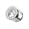 316L Surgical Steel AAA Stone Multi Jewelled Screw Fit Flesh Tunnel