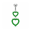 925 Sterling Silver Double Heart Dangling Belly Ring
