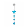 925 Sterling Silver Star and Gemstone Dangling Belly Ring
