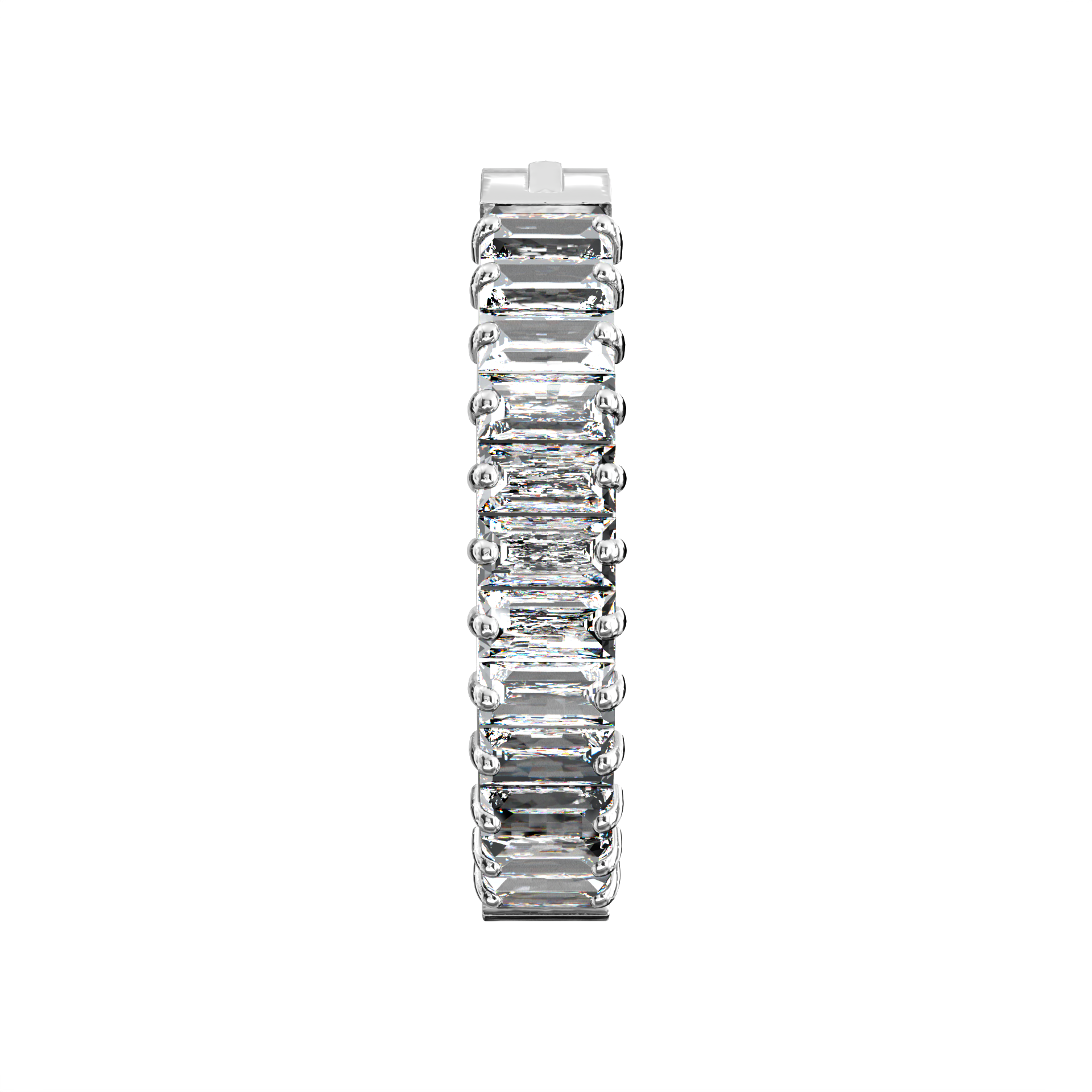G23 Titanium Vertical Baguette CZ Crystal Lined Reverse Curved Belly Button Ring - Monster Piercing