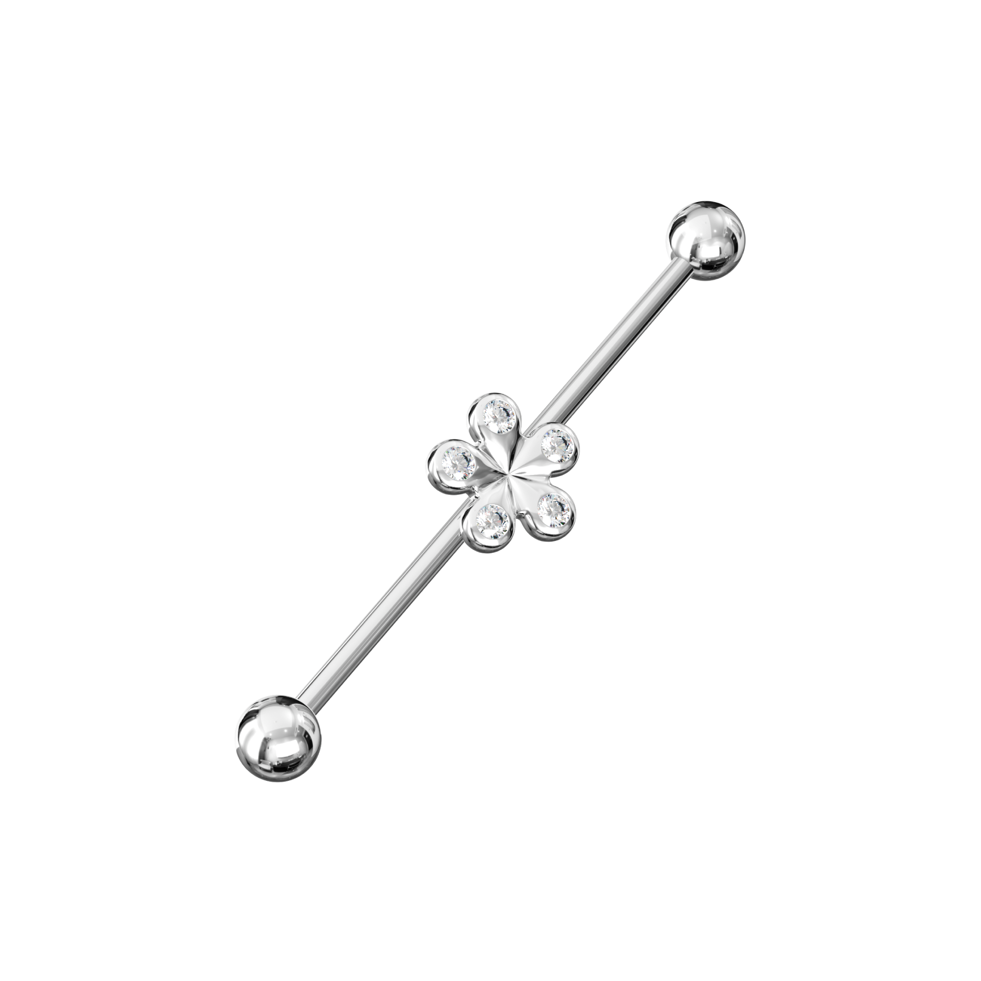 Anodised 316L Surgical Steel CZ Studded Daisy Industrial Barbell - Monster Piercing