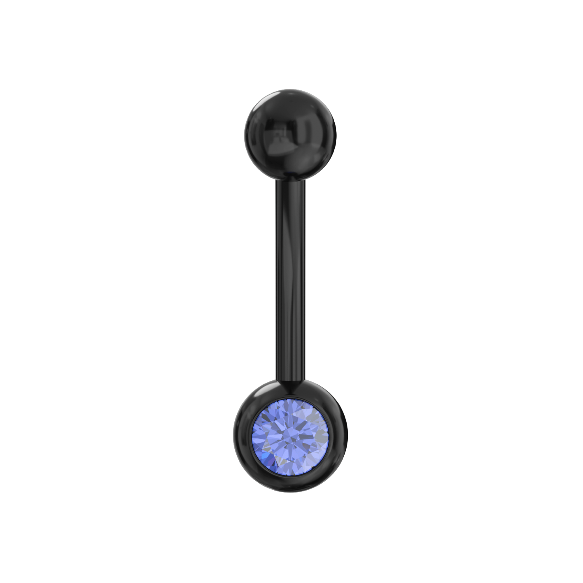 316L Surgical Steel Black Cubic Zirconia Studded Belly Ring - Monster Piercing