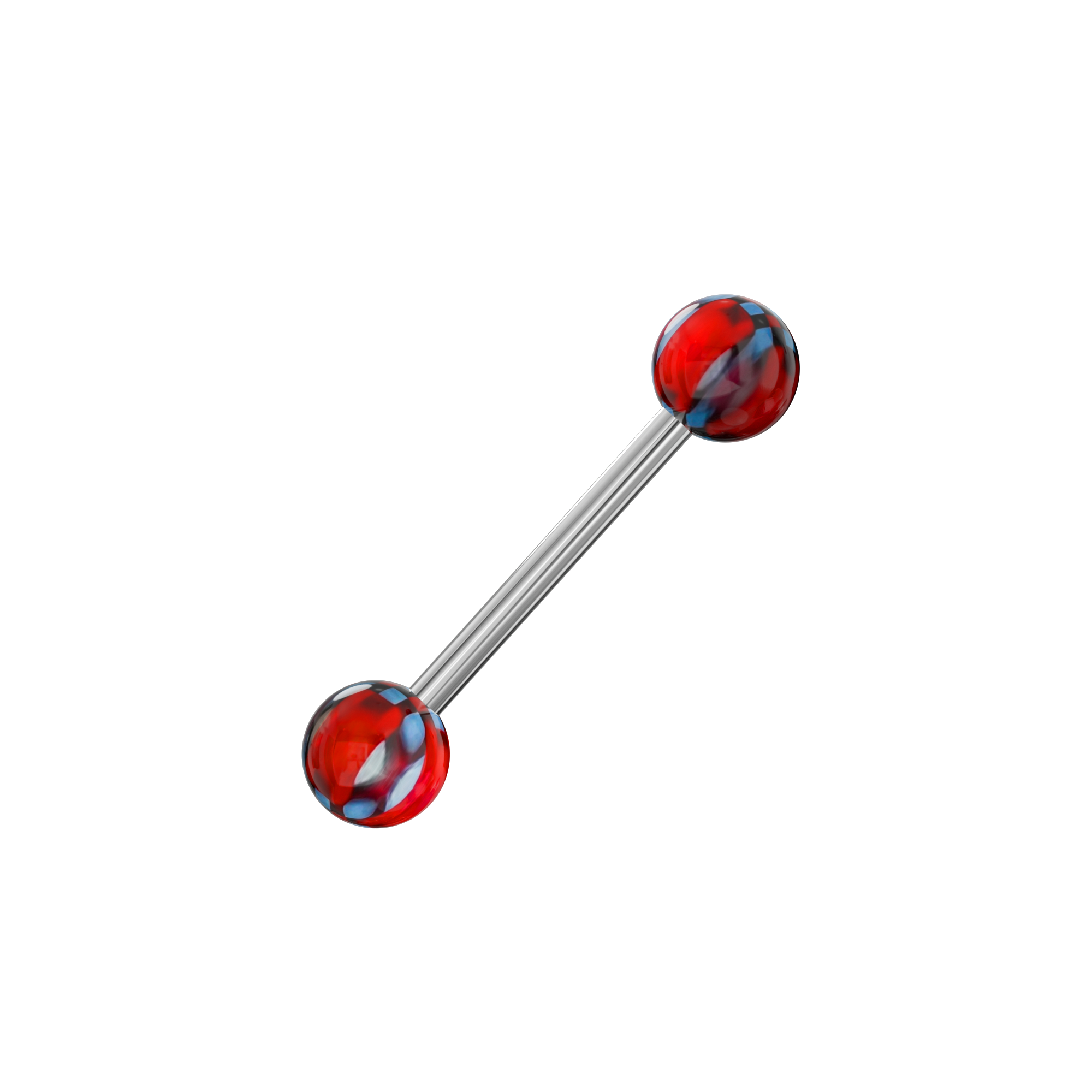 Steel Tongue Barbell with Checkered UV Balls (Pack of 10) - Monster Piercing
