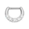 316L Surgical Steel Five Pronged Clear CZs Septum Clicker Ring