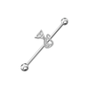 316L Surgical Steel CZ Studded Cat Industrial Barbell