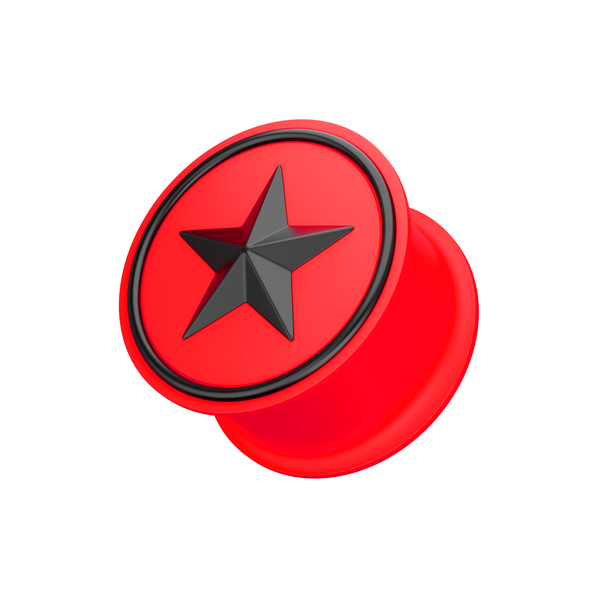 Embossed Black Star with Red Silicone Ear Plug - Monster Piercing