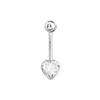 925 Sterling Silver Jewelled Big Heart Silver Belly Ring
