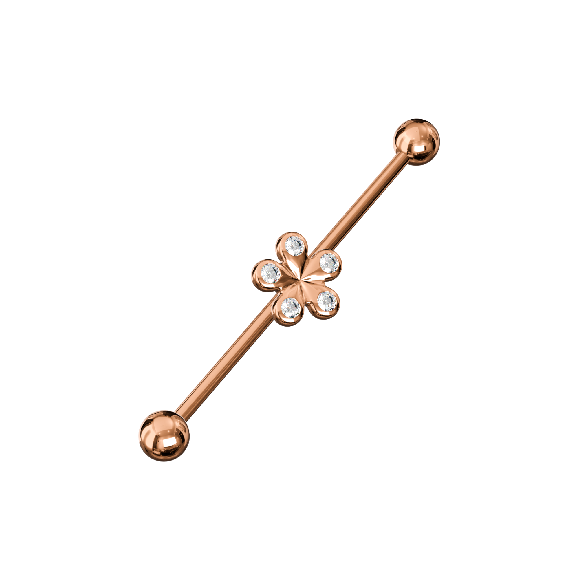 Anodised 316L Surgical Steel CZ Studded Daisy Industrial Barbell - Monster Piercing