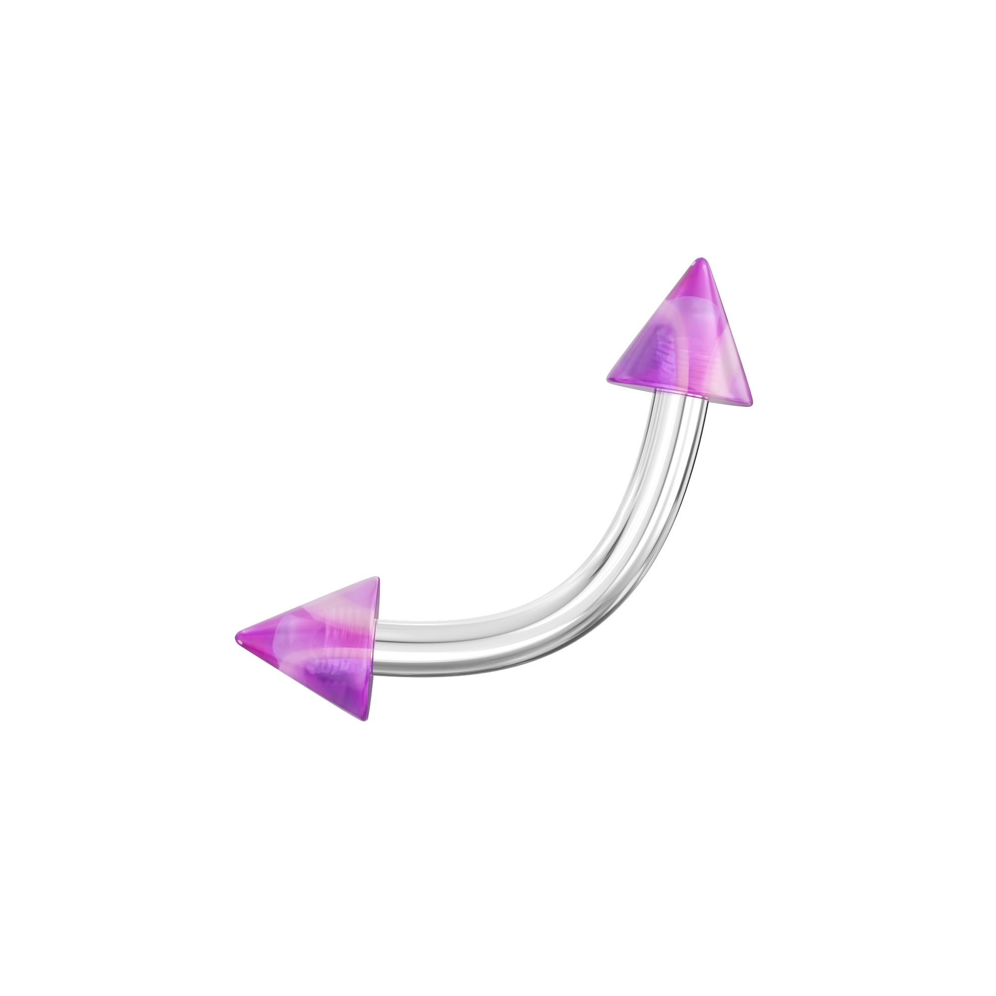 Steel Curved Bar with Wavy Stripes UV Cone (Pack of 10) - Monster Piercing