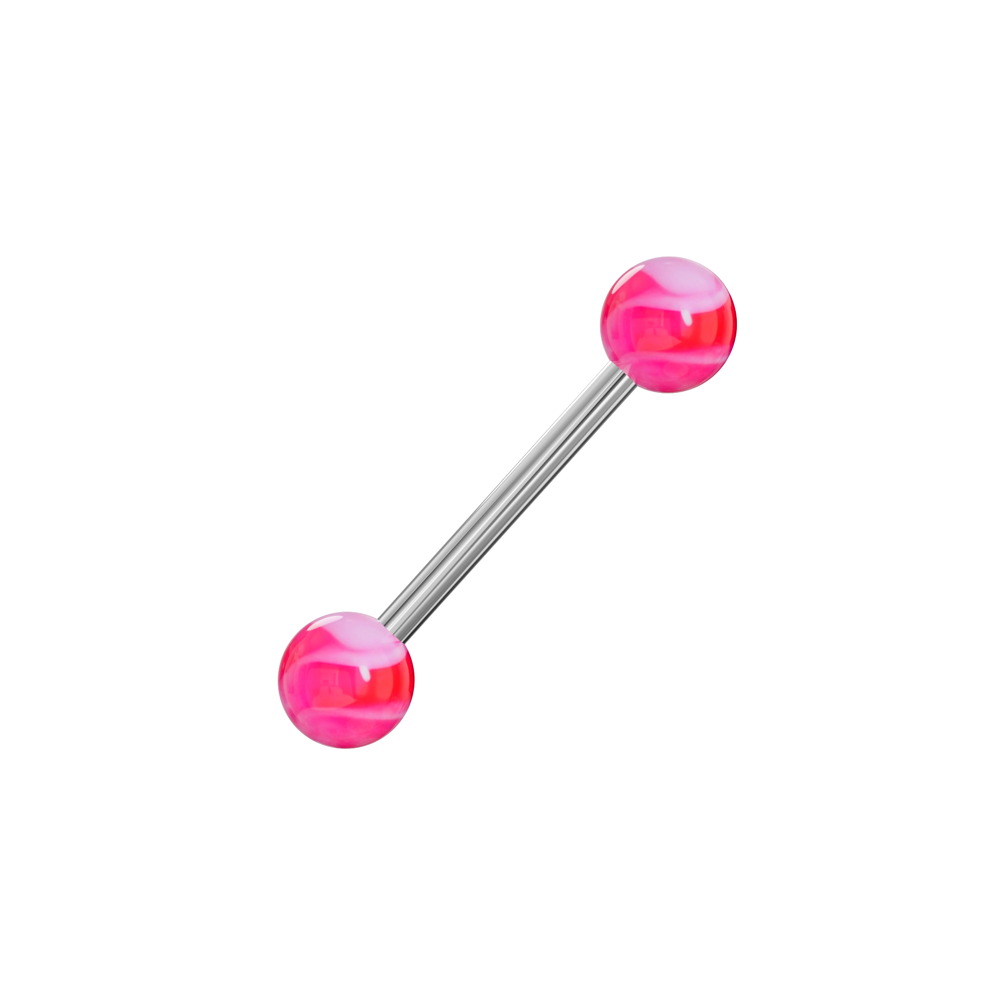 Steel Tongue Barbell with Neon Marble UV Balls (Pack of 10) - Monster Piercing