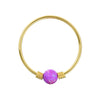 9K Gold Spring Coil-End with Opal Stone Hoop Nose Ring