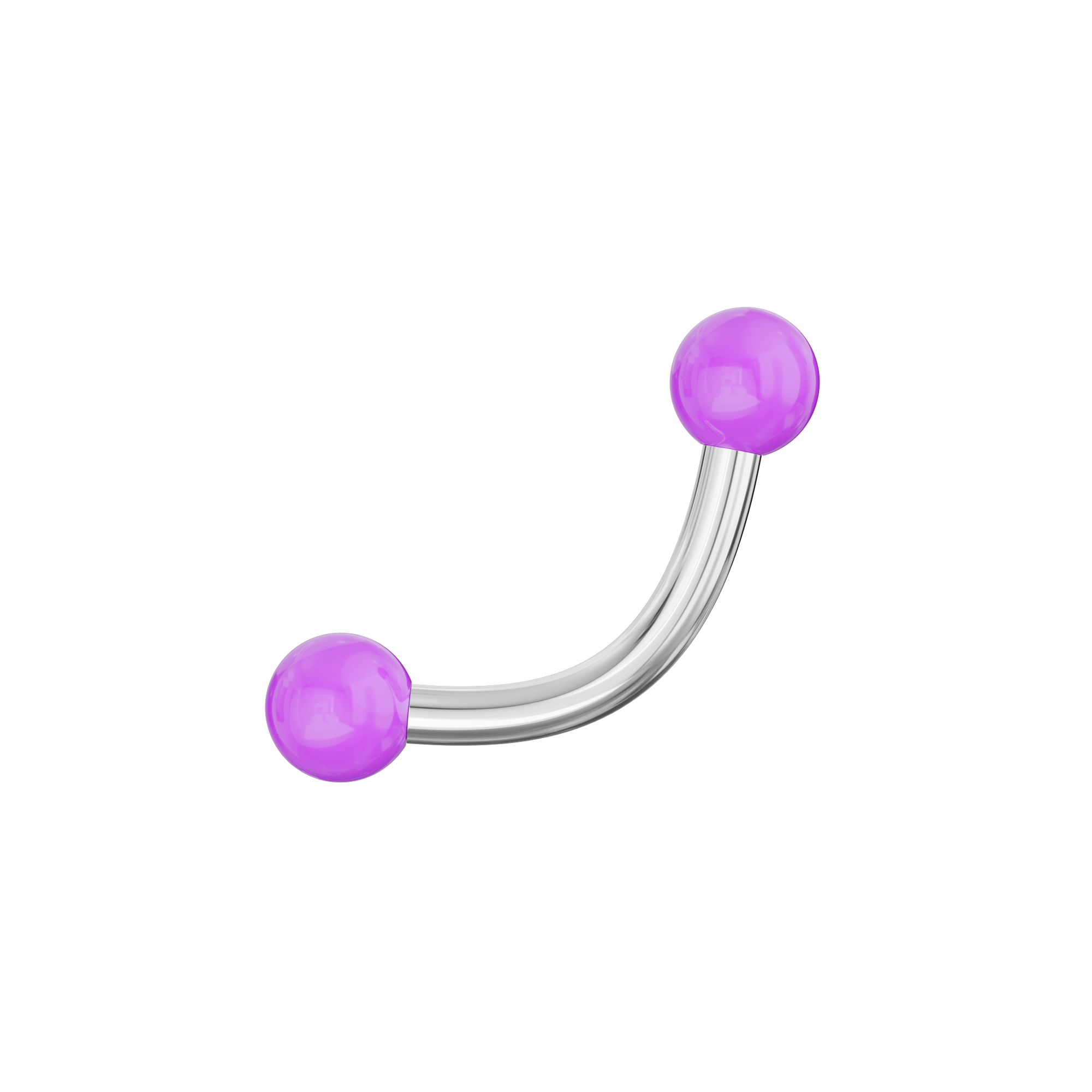 316L Surgical Steel Curved Bar with Basic UV Balls (Pack of 10) - Monster Piercing