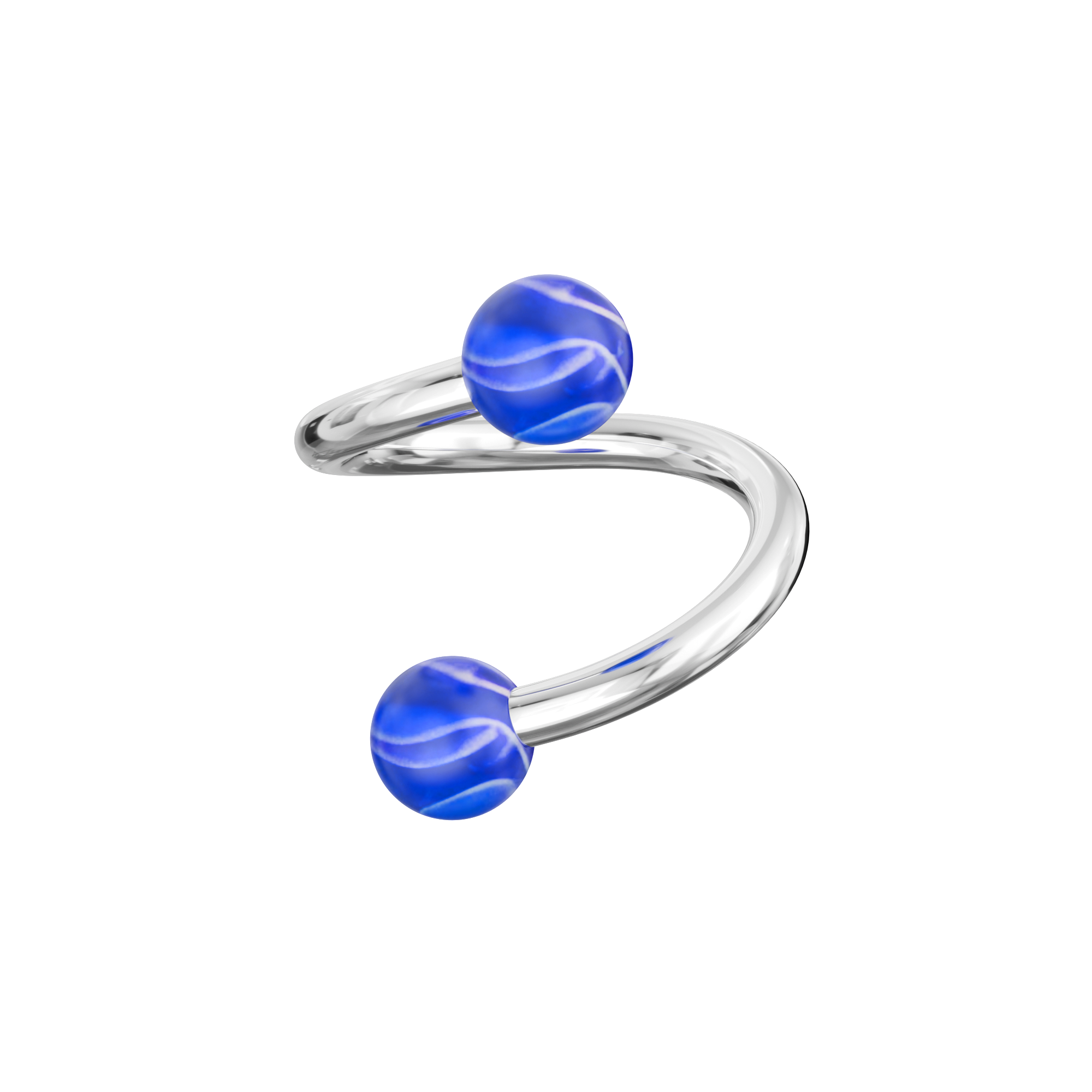 316L Surgical Steel Twisted Barbell With Marble UV Balls (Pack of 10) - Monster Piercing
