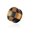 Organic Teak and Iron Wood Ribbed Edge Concave Saddle Ear Plug