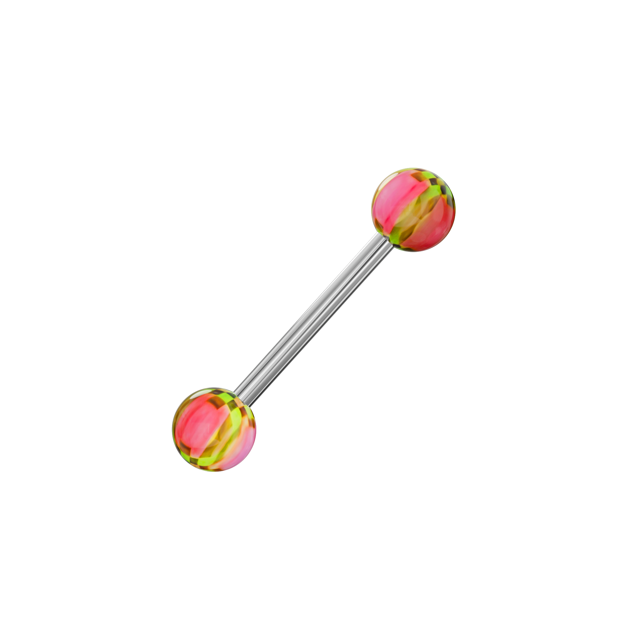 Steel Tongue Barbell with Checkered UV Balls (Pack of 10) - Monster Piercing
