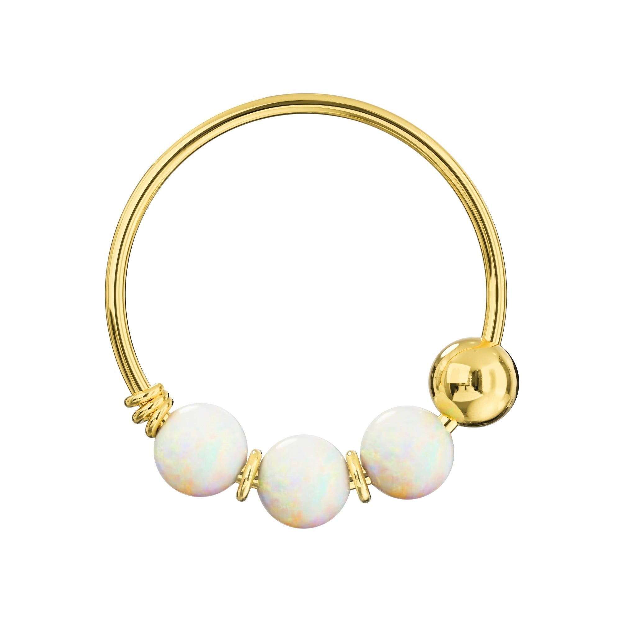 9K Gold Opal Hoop Nose Ring - Monster Piercing