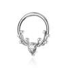 316L Surgical Steel CZ Jewelled Antler Hinged Segment Clicker Ring