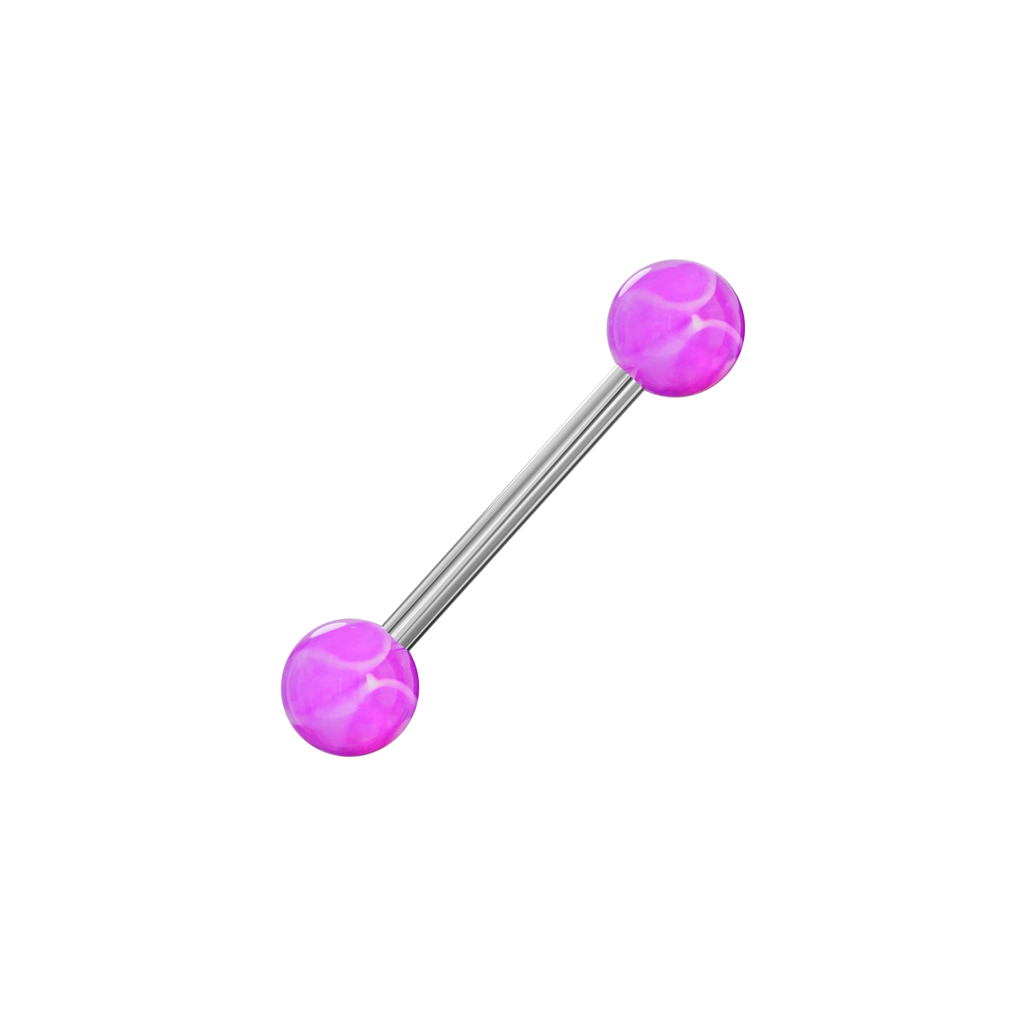 Steel Tongue Barbell with Neon Marble UV Balls (Pack of 10) - Monster Piercing