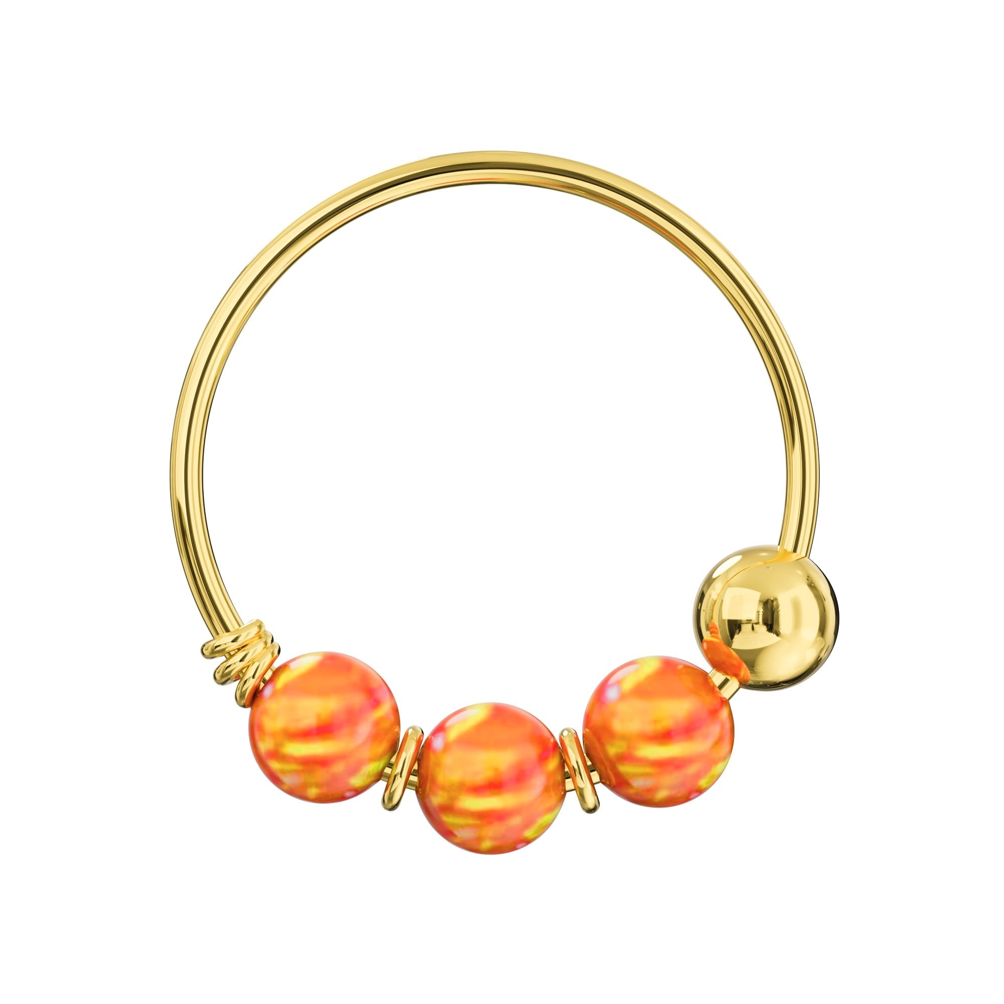 9K Gold Opal Hoop Nose Ring - Monster Piercing