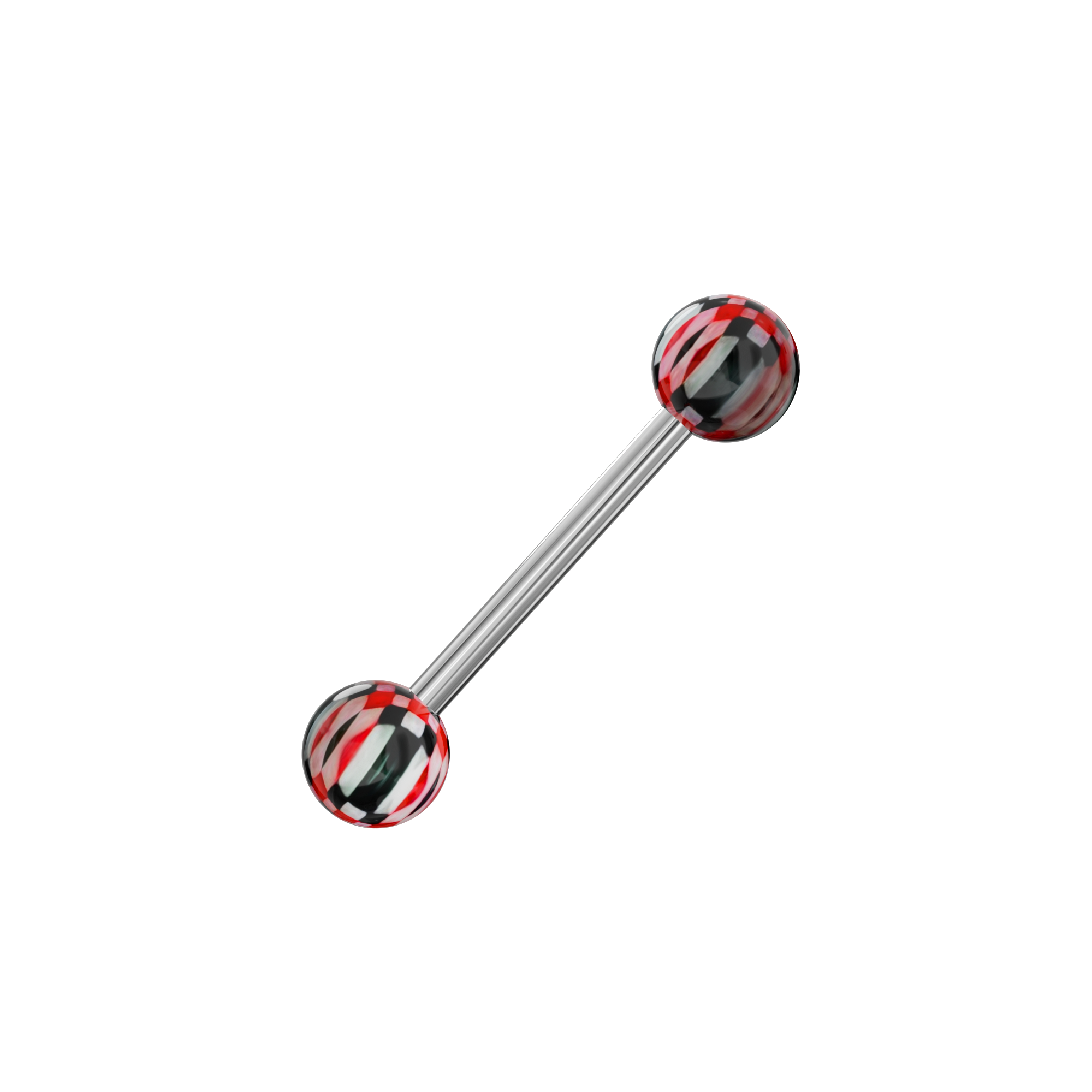 Steel Tongue Barbell with Checkered UV Balls (Pack of 10) - Monster Piercing