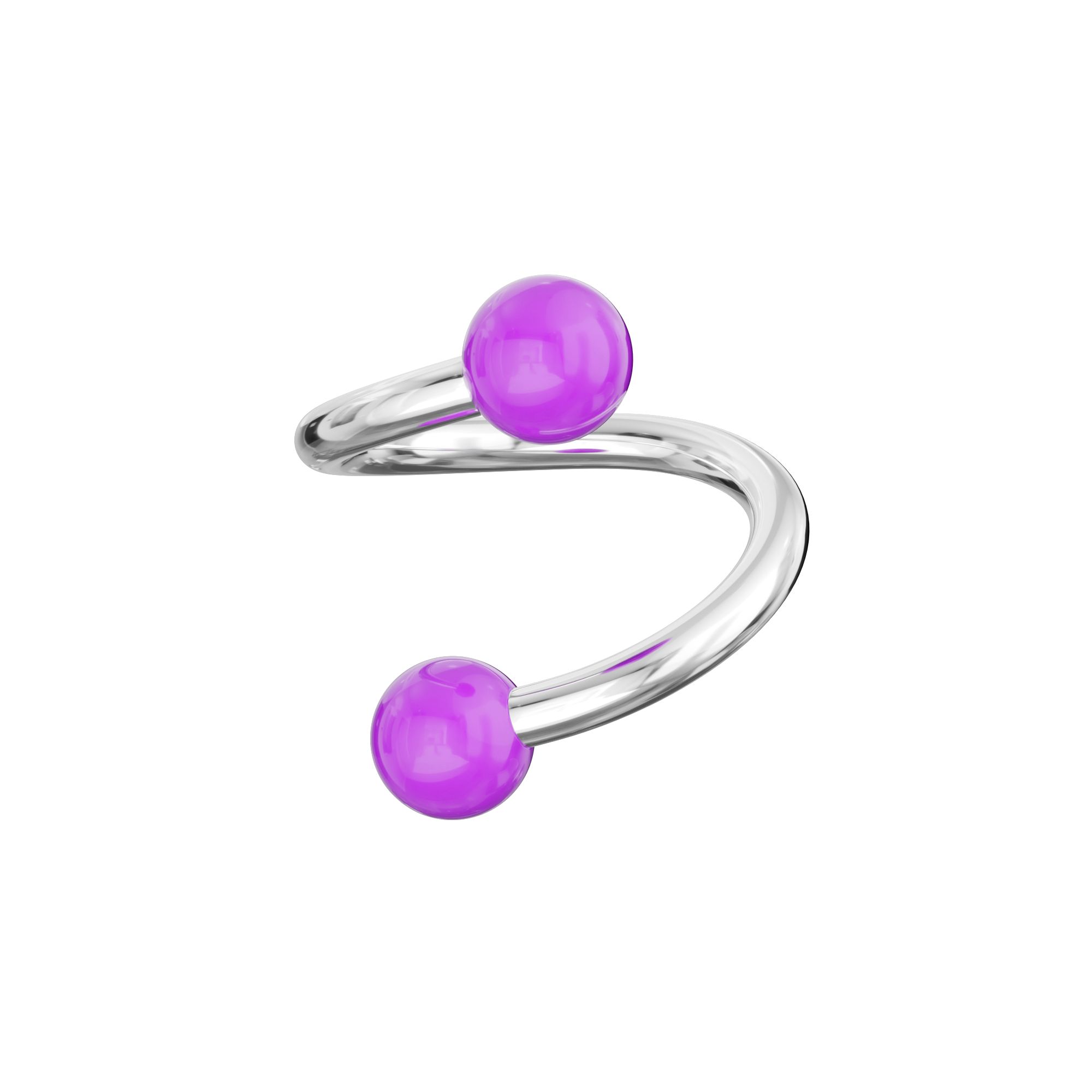 316L Surgical Steel Twisted Barbell With Pastel UV Balls (Pack of 10) - Monster Piercing