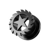 316L Surgical Steel Black Star Saw Blade Screw Fit Flesh Tunnel