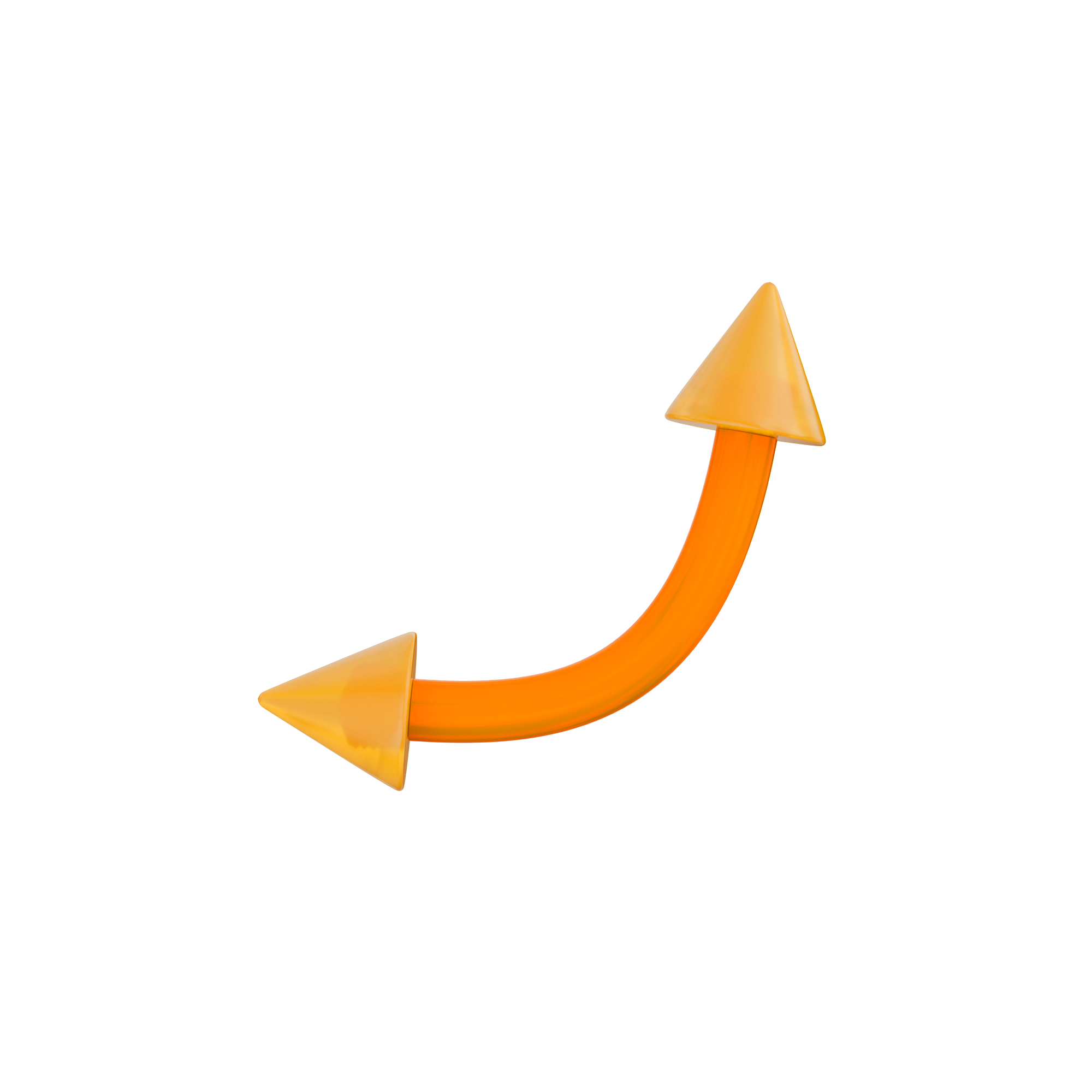 UV Orange Curved Bar with Basic UV Balls (Pack of 10) - Monster Piercing