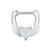 316L Surgical Steel Synthetic White Opal Heart Septum Clicker Ring