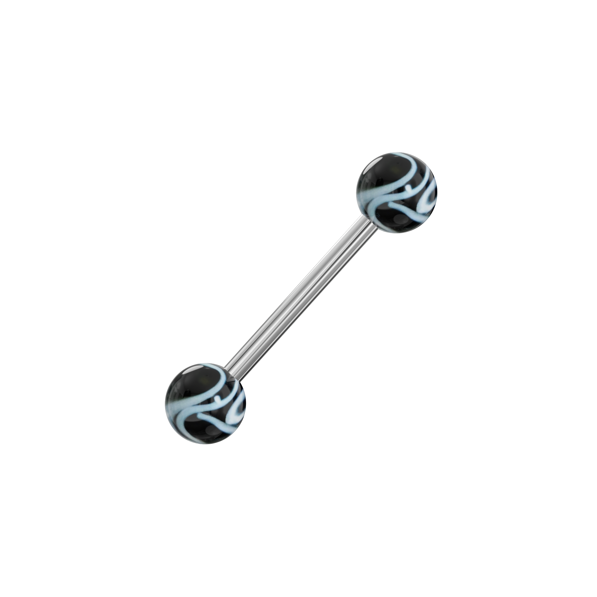 Steel Tongue Barbell with Neon Marble UV Balls (Pack of 10) - Monster Piercing