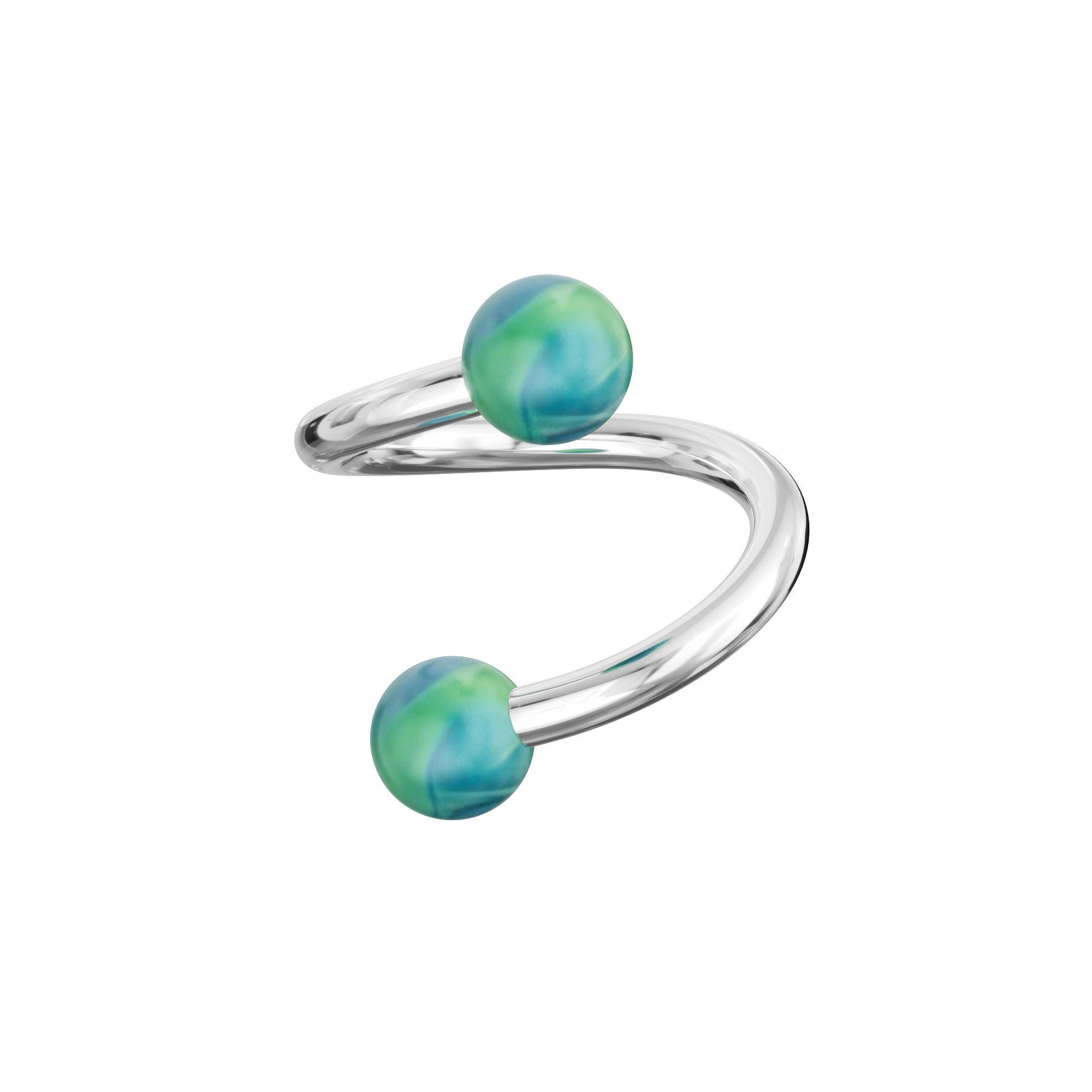 316L Surgical Steel Twisted Barbell With Marble UV Balls (Pack of 10) - Monster Piercing